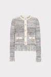 Milly Textured Fringe Cardigan Jacket In Gray