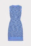 Milly Textured Fringe Knit Mini Dress In Blue