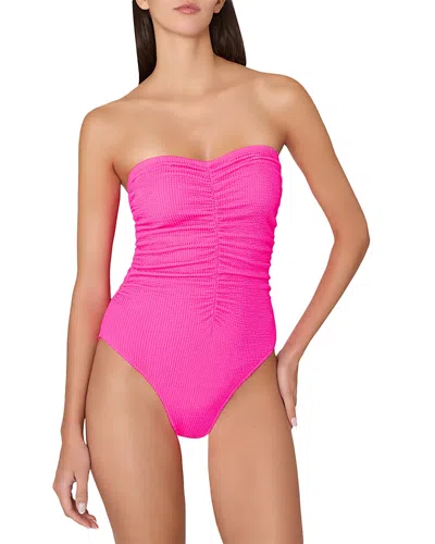 MILLY TEXTURED RUCHED ONE PIECE SWIMSUIT