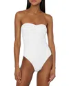 Milly Textured Ruched One Piece Swimsuit In White
