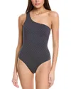 Milly Textured Waves One-shoulder One-piece In Black