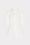 Milly Cutout Tie Back Button Front Shirt In White