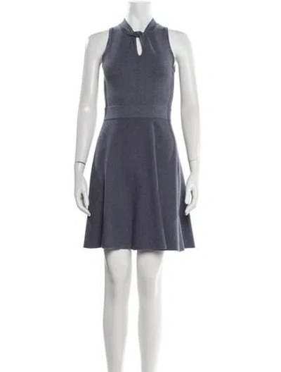 Pre-owned Milly Tie Neck Mini Dress In Blue