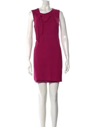Pre-owned Milly Tie Neck Mini Dress In Purple