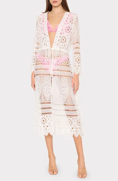 Milly Tiered Eyelet Embroidered Cover-up Dress In White