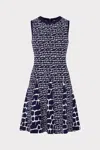 Milly Sleeveless Tile Wave Jacquard Mini Dress In Purple