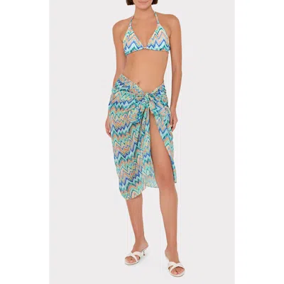 Milly Tropical Chevron Print Cover-up Sarong In Green