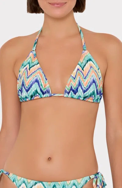 Milly Tropical Chevron Stripe Triangle Bikini Top In Multi