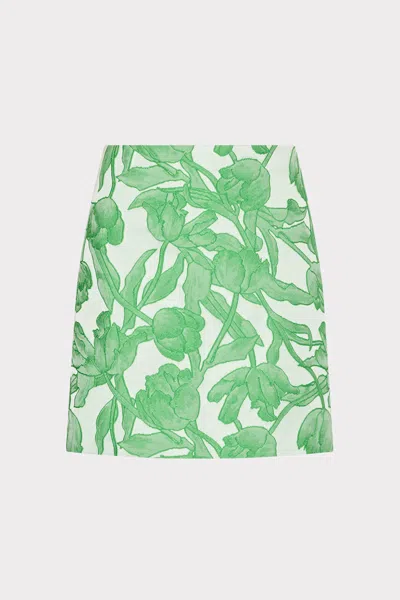 Milly Tulip Jacquard Modern Mini Skirt In Green