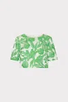 Milly Tulip Jacquard Short Sleeve Top In Green