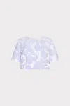 Milly Tulip Jacquard Short Sleeve Top In Periwinkle
