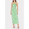 Milly Tulip Jacquard Strapless Dress In Green Multi