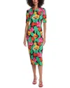 Milly Tulip Jersey Midi Dress In Multi
