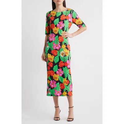 Milly Tulip Rosette Jersey Midi Dress