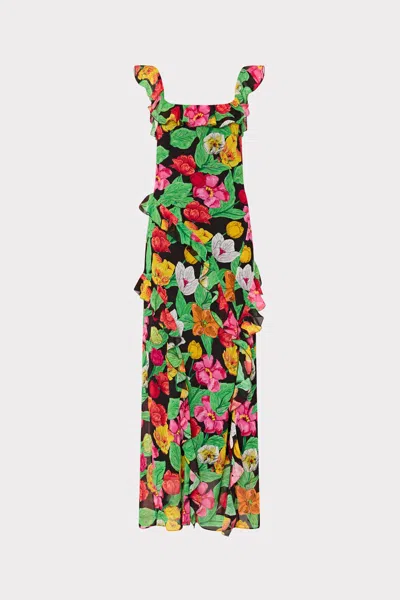 MILLY TULIP ROSETTE RUFFLE MAXI DRESS
