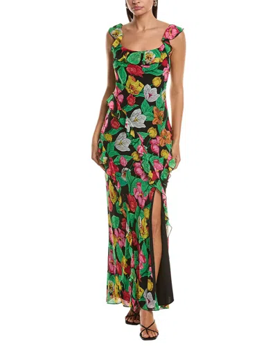 Milly Tulip Rosette Ruffle Maxi Dress In Transparent