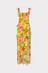Milly Tulip Rosette Ruffle Maxi Dress In Yellow