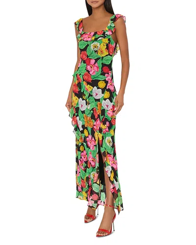 MILLY TULIP ROSETTE RUFFLED MAXI DRESS