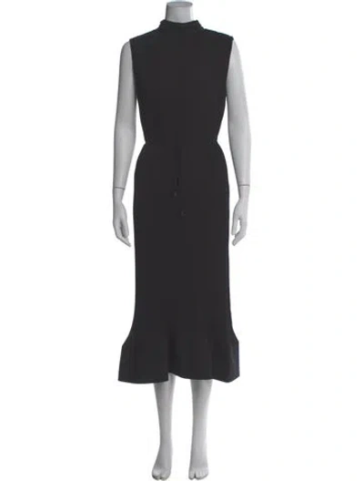 Pre-owned Milly Turtleneck Long Dress In Gray