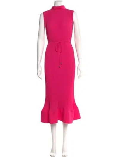 Pre-owned Milly Turtleneck Long Dress In Pink