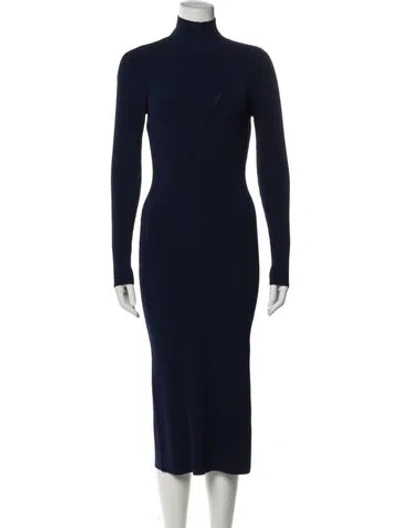 Pre-owned Milly Turtleneck Long Dress W/ Tags In Blue