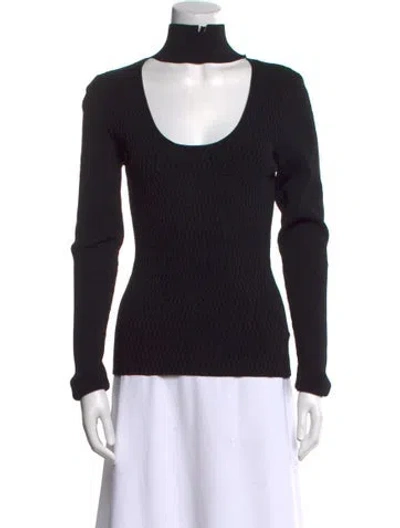 Pre-owned Milly Turtleneck Long Sleeve Top In Black