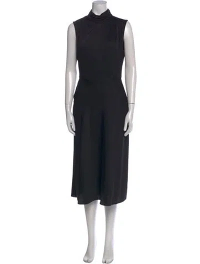 Pre-owned Milly Turtleneck Midi Length Dress In Black