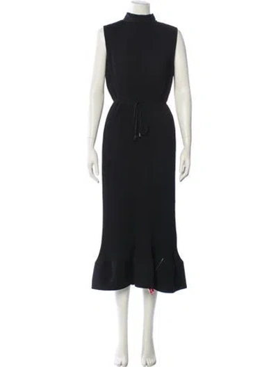 Pre-owned Milly Turtleneck Midi Length Dress In Black