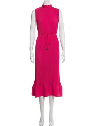 Pre-owned Milly Turtleneck Midi Length Dress In Pink