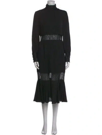 Pre-owned Milly Turtleneck Midi Length Dress W/ Tags In Black