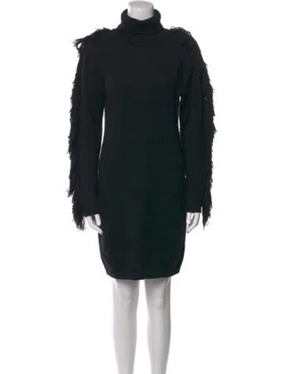 Pre-owned Milly Turtleneck Mini Dress In Black