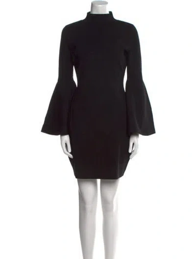 Pre-owned Milly Turtleneck Mini Dress In Black
