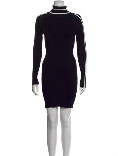 Pre-owned Milly Turtleneck Mini Dress In Black
