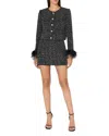 Milly Aya Beaded Feather Cuff Jacket In Black