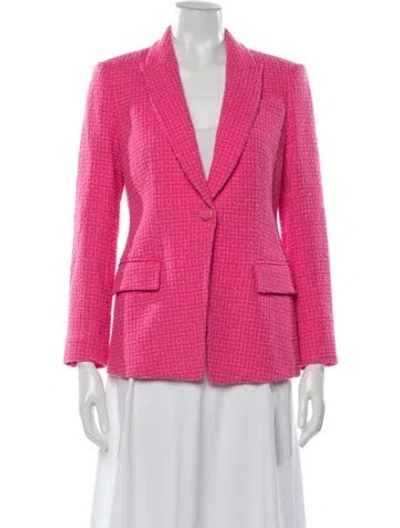 Pre-owned Milly Tweed Pattern Blazer In Pink