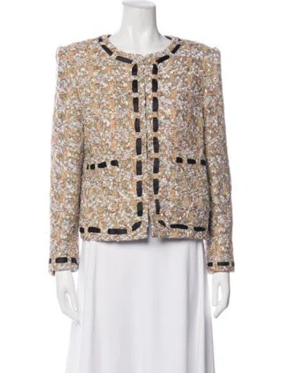 Pre-owned Milly Tweed Pattern Blazer W/ Tags In Gold