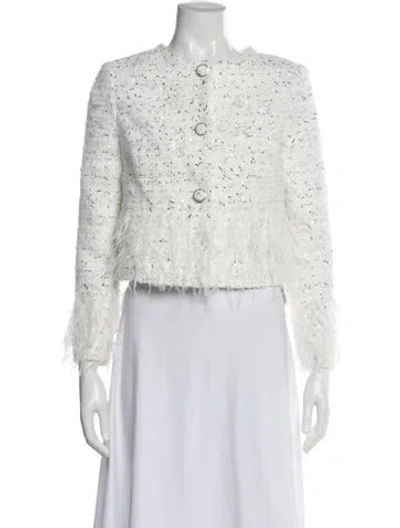 Pre-owned Milly Tweed Pattern Evening Jacket W/ Tags In White