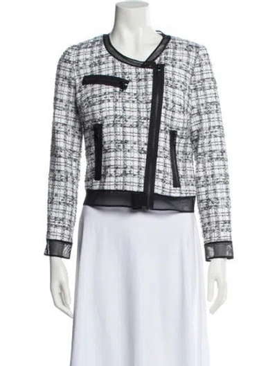 Pre-owned Milly Tweed Pattern Evening Jacket In White