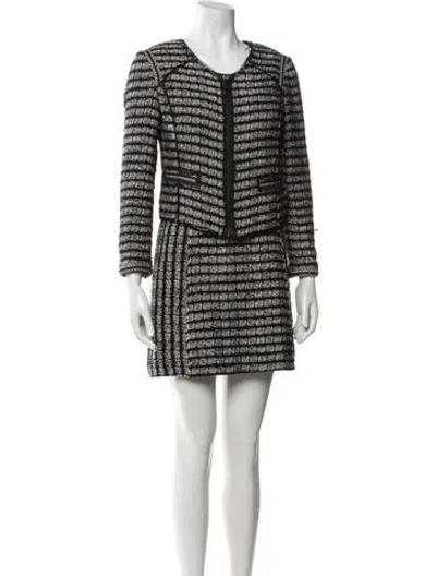 Pre-owned Milly Tweed Pattern Glitter Accents Dress Set In Black