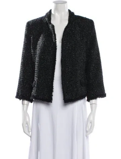 Pre-owned Milly Tweed Pattern Jacket In Black