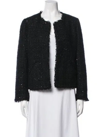 Pre-owned Milly Tweed Pattern Jacket In Black