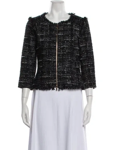 Pre-owned Milly Tweed Pattern Jacket In Black