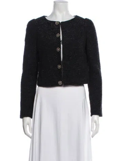 Pre-owned Milly Tweed Pattern Jacket In Black