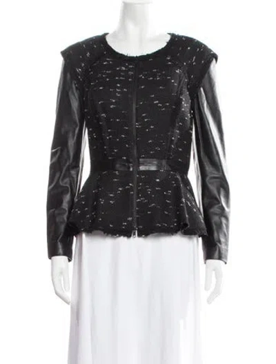 Pre-owned Milly Tweed Pattern Jacket In Black
