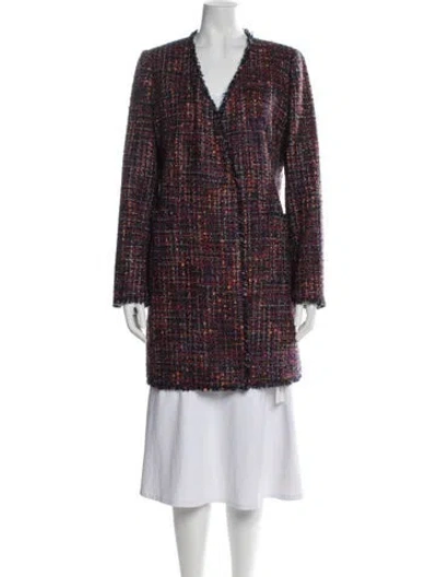 Pre-owned Milly Tweed Pattern Jacket In Blue