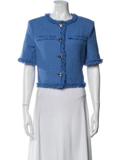 Pre-owned Milly Tweed Pattern Jacket In Blue