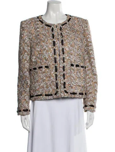 Pre-owned Milly Tweed Pattern Jacket In Neutral
