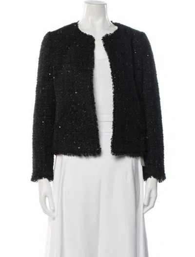 Pre-owned Milly Tweed Pattern Jacket W/ Tags In Black