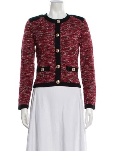Pre-owned Milly Tweed Pattern Jacket W/ Tags In Red