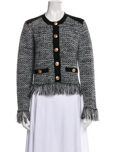 Pre-owned Milly Tweed Pattern Jacket W/ Tags In White